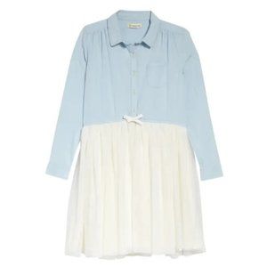 Tucker + Tate Button Down Tutu Dress in Blue Sky Wash - Size 7 Girls